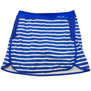 RLX Ralph Lauren Skort Athletic Golf Tennis Blue White Stripe Womens Size Medium